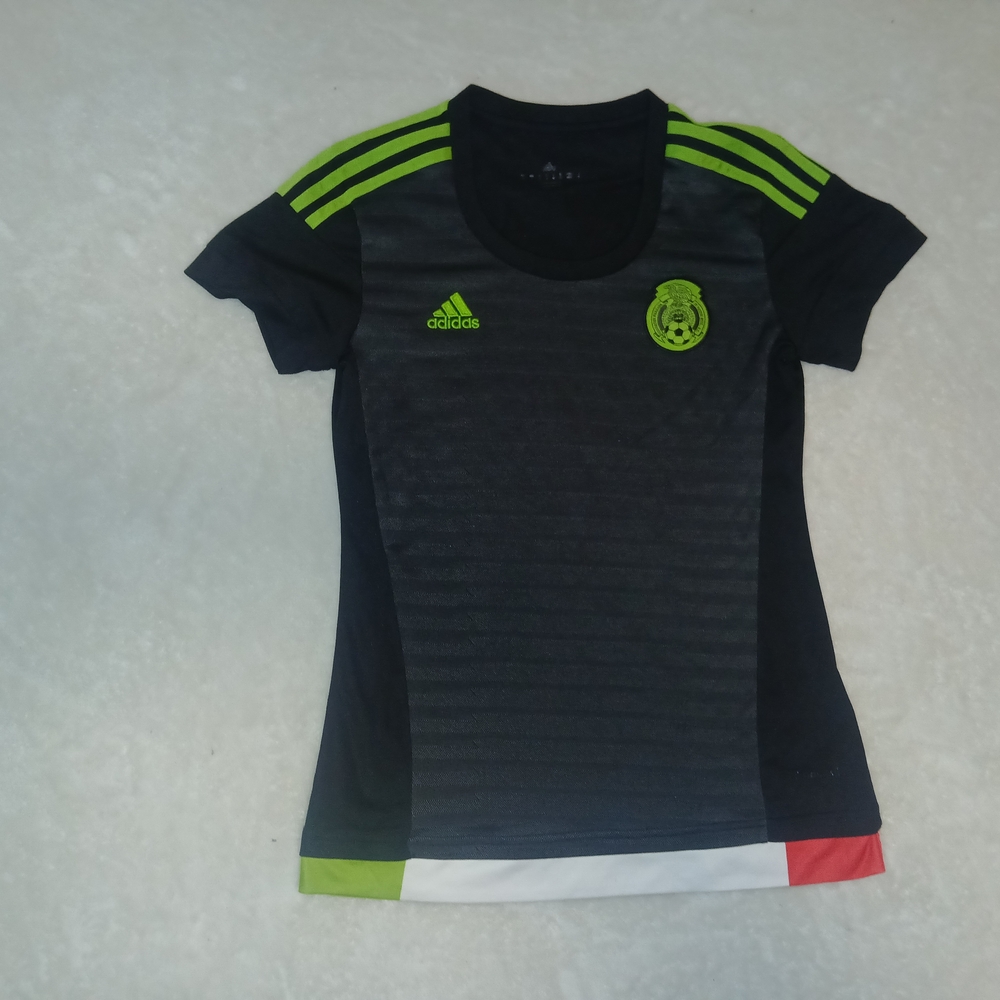 Adidas Women's Black Jersey with Green and Red Accents